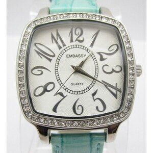 Women Embassy Crystal Quartz WR Analog 34mm Watch (H305) "New Battery"